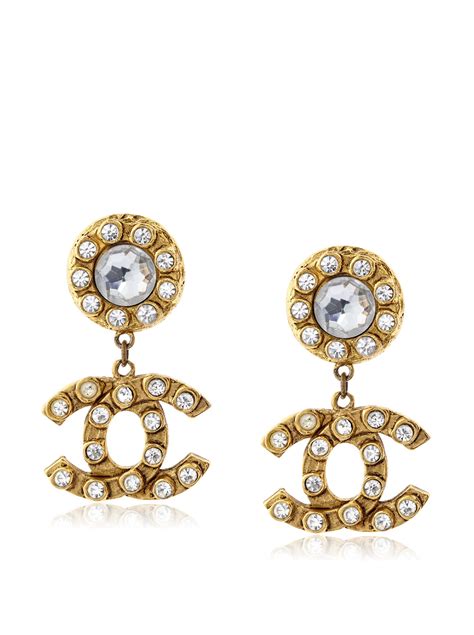 chanel logo earrings a96381|Chanel crochet earrings.